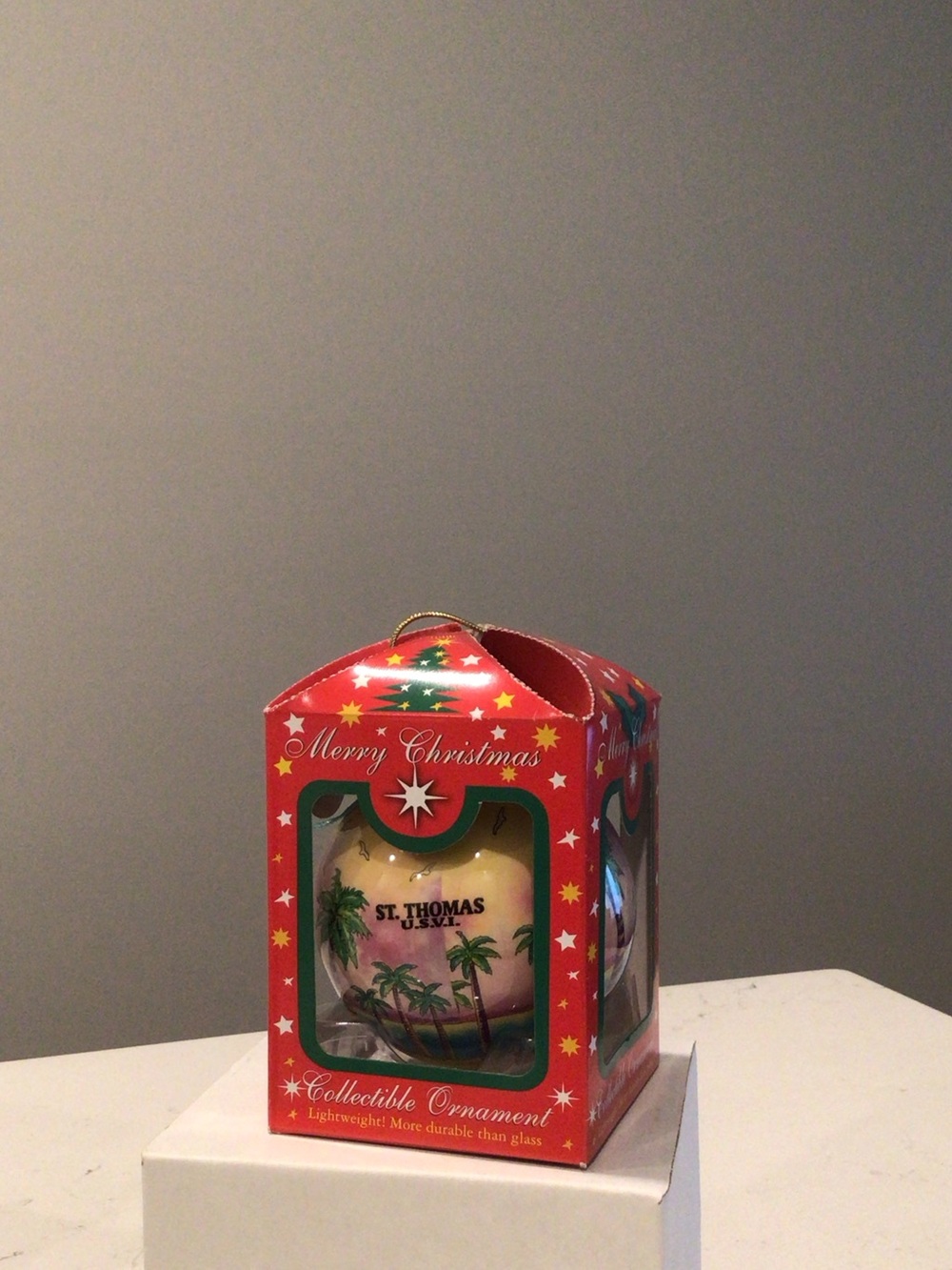 Holiday Ball Ornament in Red Box from St. Thomas U.S.V.I.